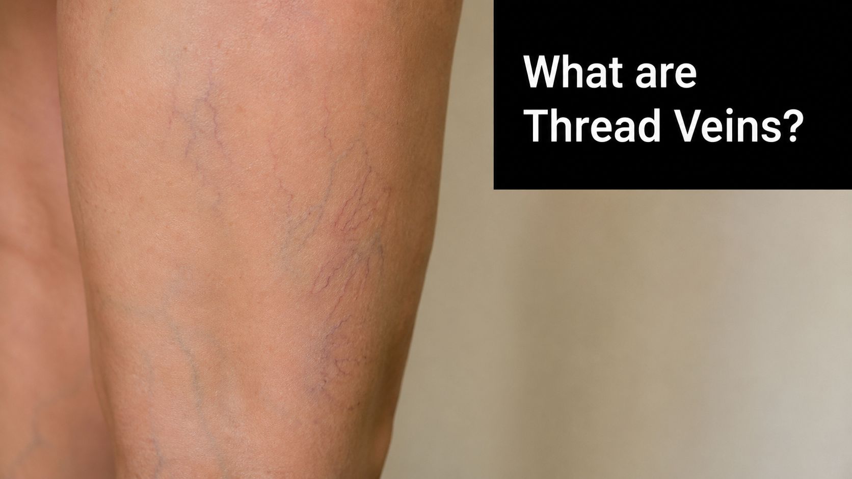 A close-up view of a person's leg showing visible thread veins on the skin surface.