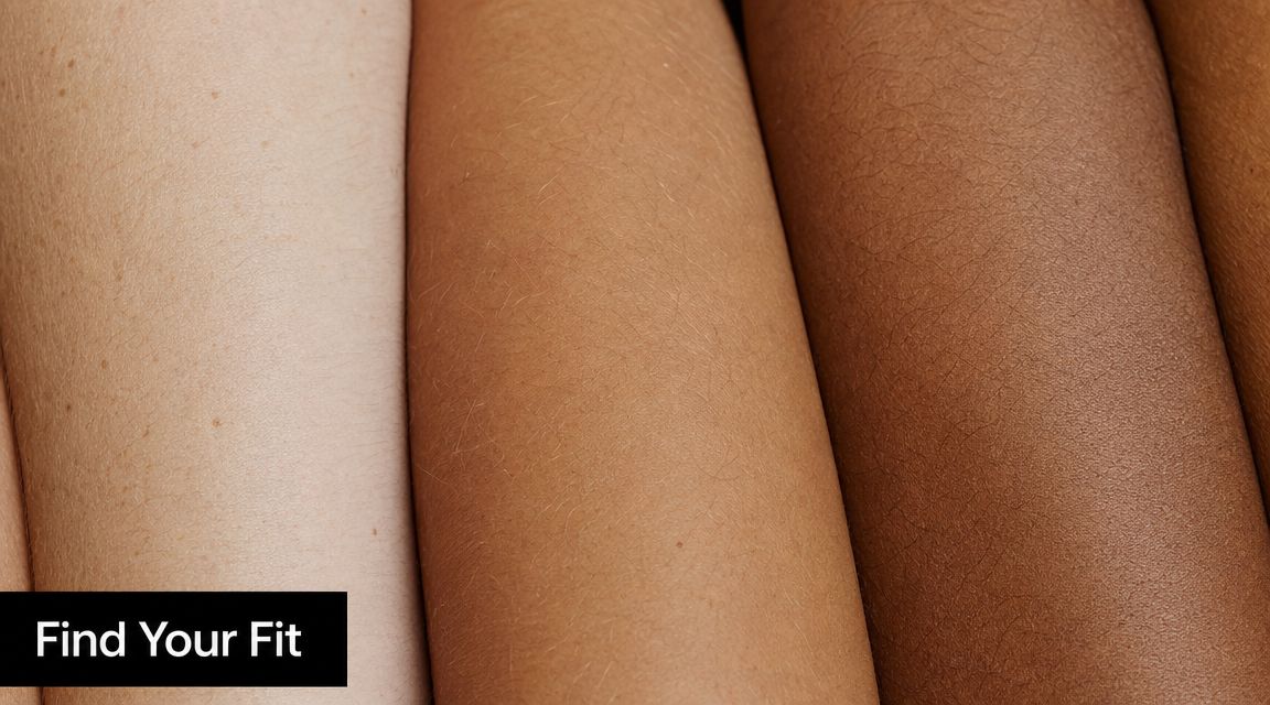 A close-up view of different skin tones aligned side-by-side representing diversity and inclusive beauty products.