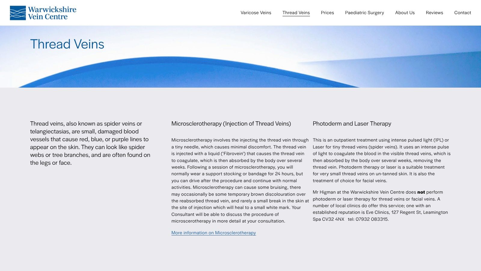 Warwickshire Vein Centre (Mr Higman) – Stratford‑upon‑Avon & Leamington Spa (Nuffield)
